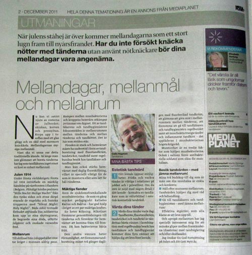 Calle Hagman skrev ledaren till tidningen Tandhälsa Tidningsutklipp från tidningen Tandhälsa där tandläkare Calle Hagman skrev ledaren